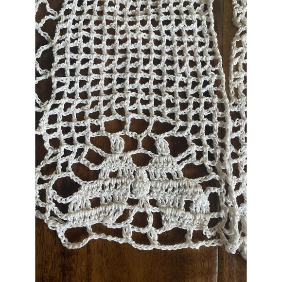 Vintage Handmade Crochet White Swag Valance Curtain Butterflies 2 Panels - Picture 4 of 7